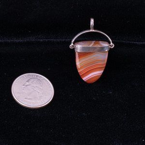 Vintage Orange Banded Agate Pendant